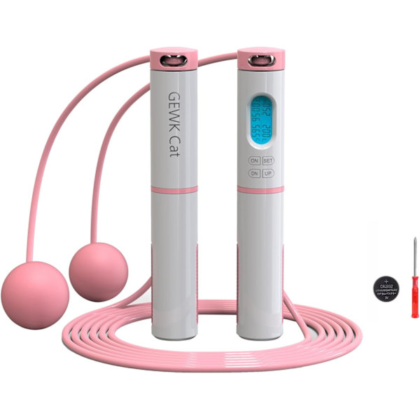 Hopprep med räknare Justerbar Hopprep utan rep för fitness för män kvinnor barn Digital räkning Hastighet Hopprep för träningsträning Hem Pink