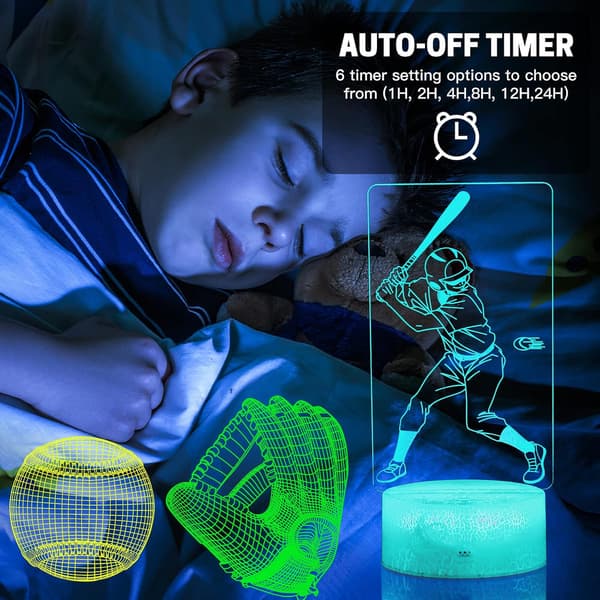 3D Baseball Nattlys for Jenterom, 3-Mønstre og Timer