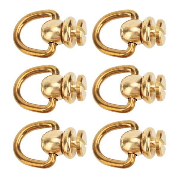 12 sett D-ring nagleskrue gull messing metallbelegg D-ring nagler for DIY skinn lommebok stropp sko dekorasjon L