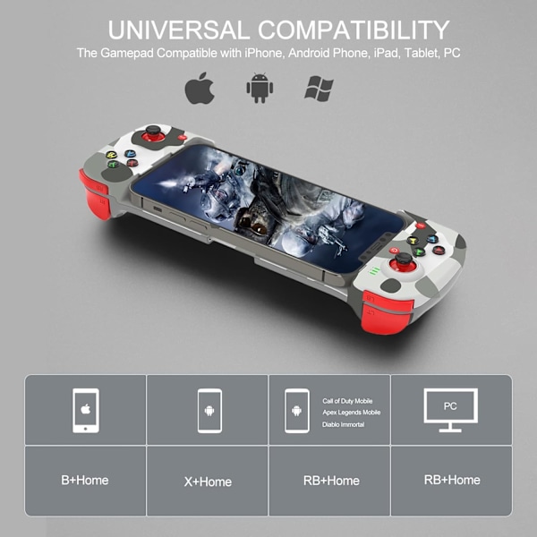 Bluetooth-kontroller för iPhone, Android, direkt spel, låg latens, telefonkontroller spelkontroll joystick för Galaxy S23 S22 S21 20 Ultra, iPhone 14 13 1 Camouflage