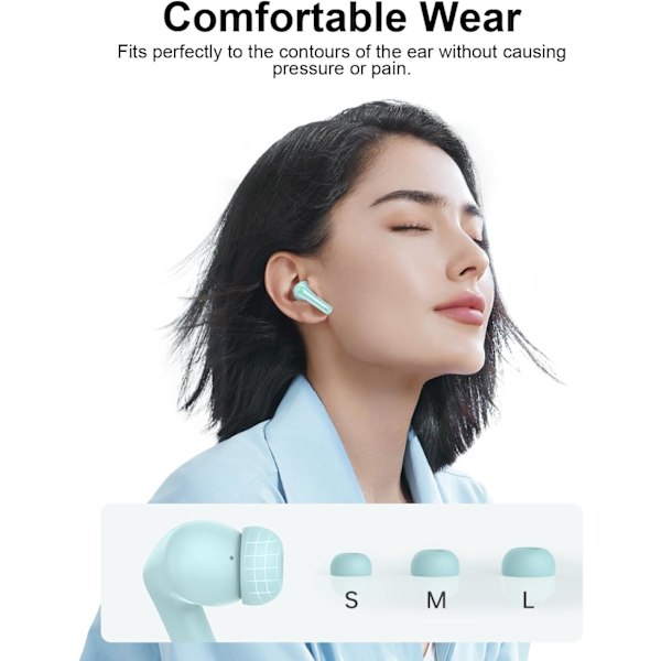Langattomat nappikuulokkeet Bluetooth-kuulokkeet, 40 tunnin toistoaika Stereo IPX5 vedenpitävät nappikuulokkeet, LED-virtanäyttö Langattomat nappikuulokkeet mikrofonilla Mint