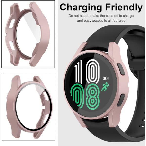 Kompatibel med Samsung Galaxy Watch 4 40mm Skal Härdat Glas Skärmskydd Hård Matt PC Skyddande Ram Repskyddande Fullt Skydd Gala