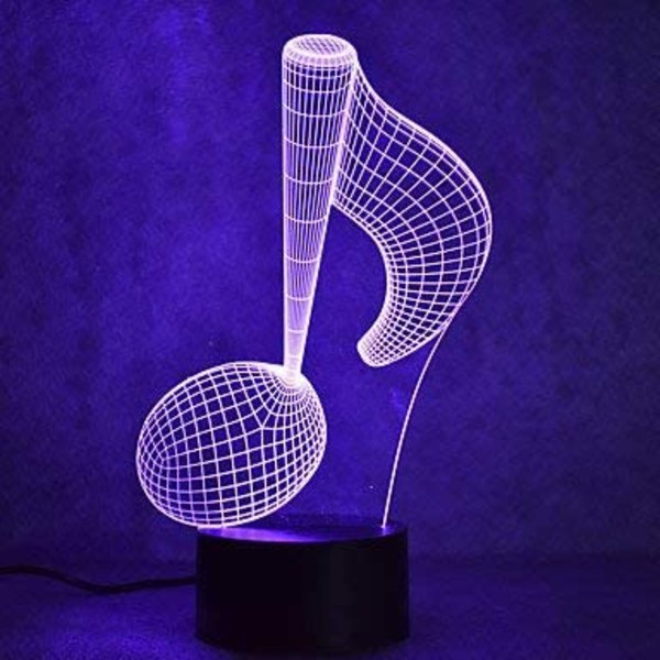 3D Musiknot Nattljus Piano Bordslampa Dekor Bordsskrivbord