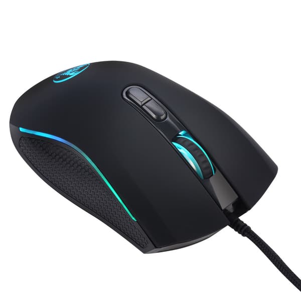 Fargerik lysende gamingmus, kablet gamingmus med fire