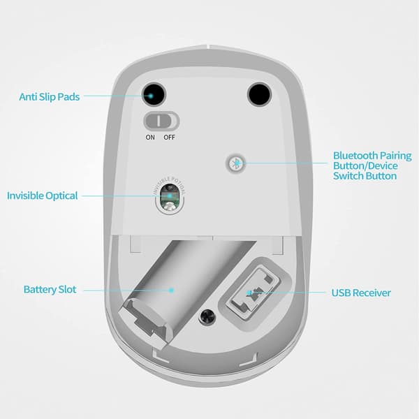 Trådløs Bluetooth Stille Mus Multi-Enhet Trådløs Blueto