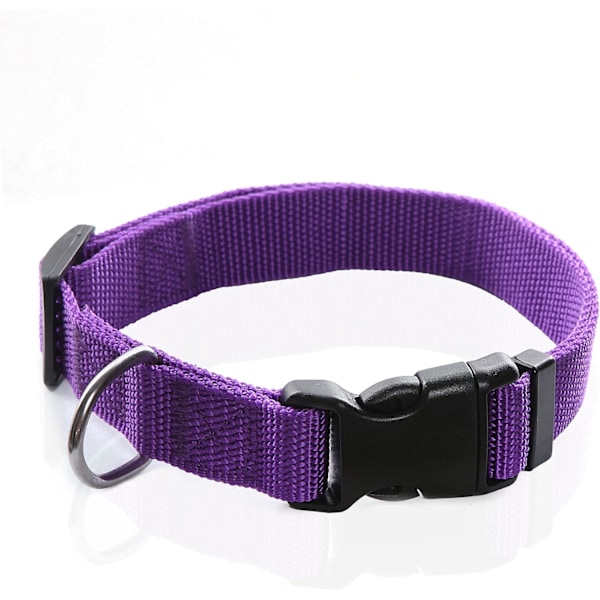 Justerbar Nylon Hundehalsbånd, Holdbart kæledyrshalsbånd 1 tomme 3/4 tomme 5/8 tomme bred, til store mellemstore små hunde (S( 5/8\" x 11-16\"), Lilla) PURPLE S