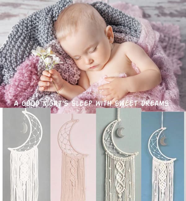 Månedrömmafångare, Boho Väggdekor för Sovrum, Flickrum, Tonåring, Pojkar, Mamma, Kvinnor moon no light