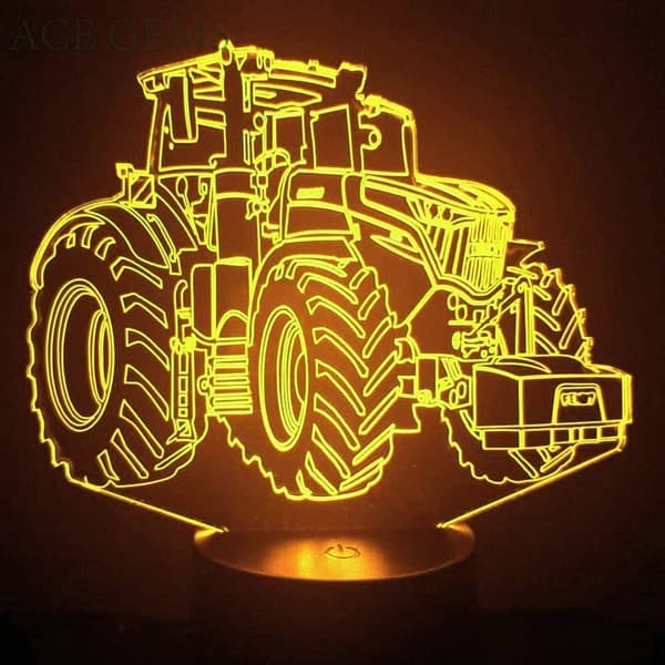 3D Traktor Lastebil bil Nattlys Lampe Illusjon LED 7 Farger C