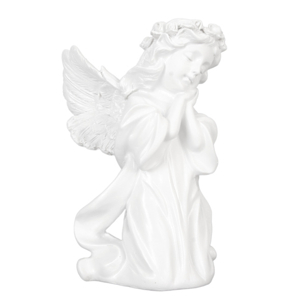 Harpiks Bedende Engel Figur Hvid Bøn Pige Vinkel Ornament Hold Kind Vinger Cherubs Skulptur til Bogreol Soveværelse Bryllupsdag Jubilæum