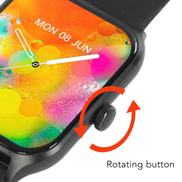 Smartwatch med iltmåling, opkaldsskærm, IP68 vandtæt touchskærm smartwatch med skridttæller Black