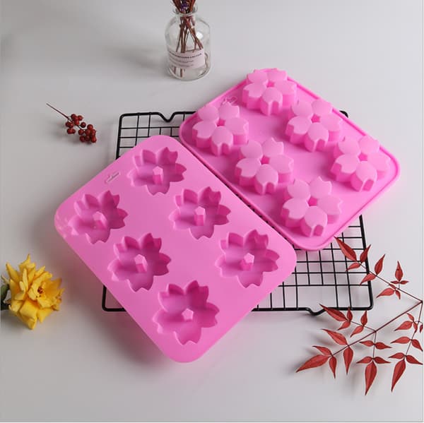 2-pak blomsterformet silikoneform med 6 hulrum Sakura bagning