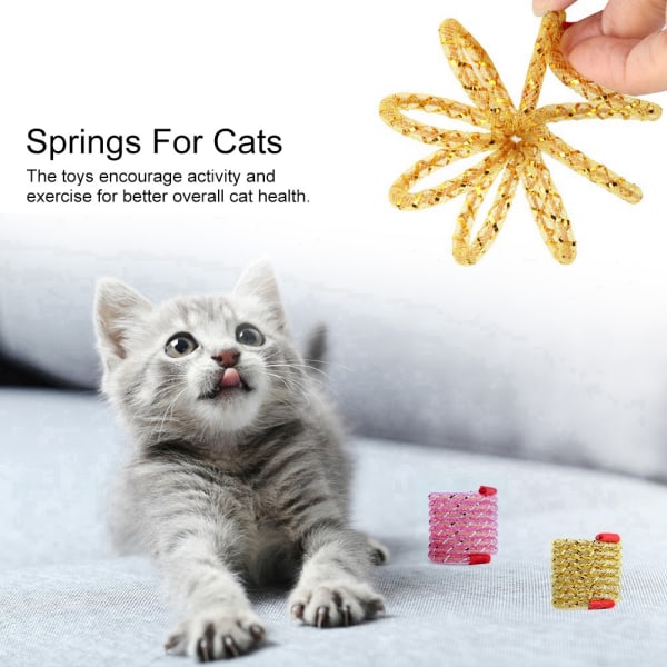 10 kpl Lemmikkien leveät muoviset värikkäät Springs-kissalelut kissanpennuille (satunnainen väri)