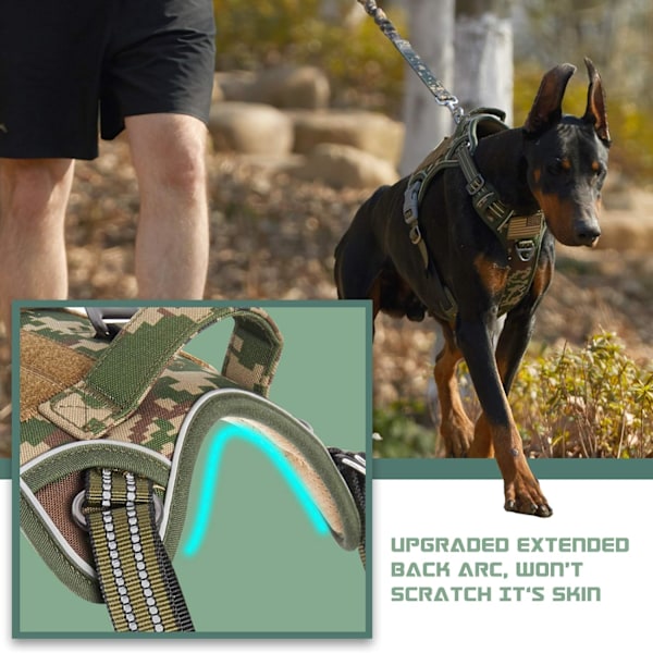 Taktisk Hunde Sele til Store Hunde Ingen Træk, Berømt TIK Tok Ingen Træk Hunde Sele, Fit Smart Reflekterende Kæledyr Gå Sele til Træning, Justerbar Do Forest Camo XL