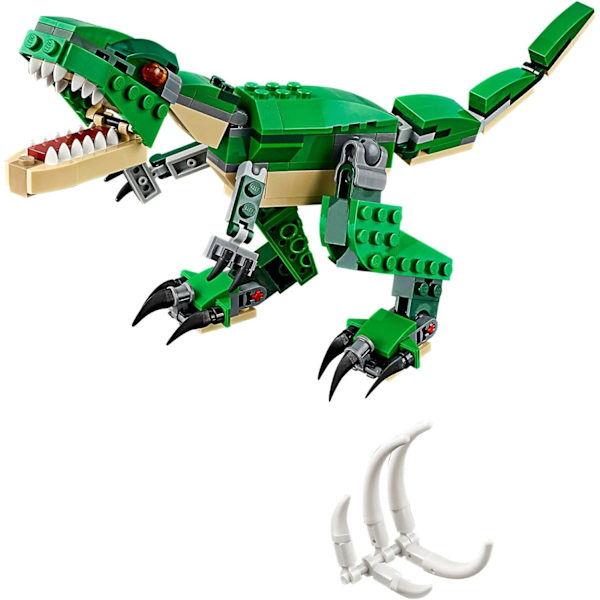 LE GO Creator 3 i 1 Mighty Dinosaur Legetøj, Transformerer fra T.rex til Triceratops til Pterodactyl Dinosaur Figurer, Fantastisk Gave til 7-12-årige Drenge og Piger