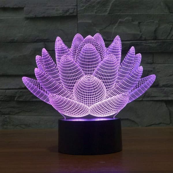 3D LED Blomstrende Lotus Optisk Illusion Sensor Natlys med Smart Berøring