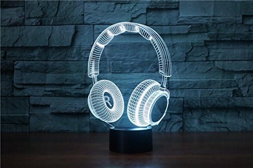 3D DJ-hörlurar headset nattlampa LED touch switch dekor T