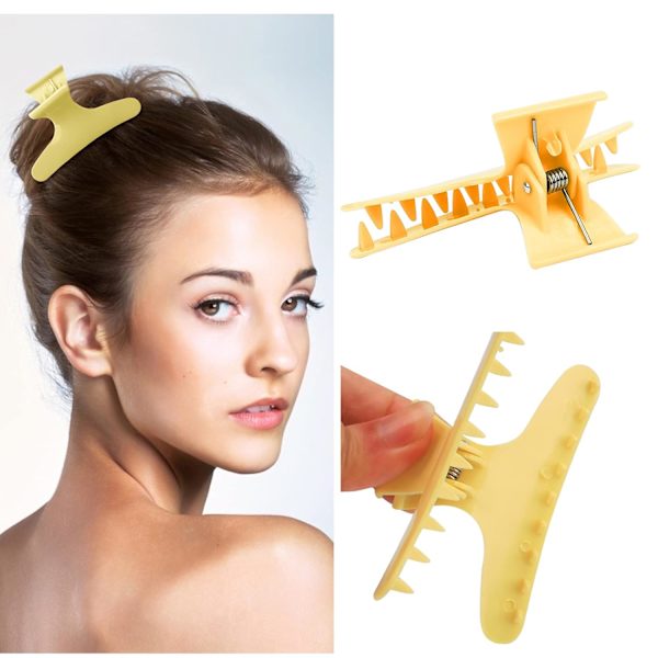 12 kappaleen perhoshiuspantoja hiusleikkeitä Salon Pro -osiopidike naisille ja tytöille Yellow