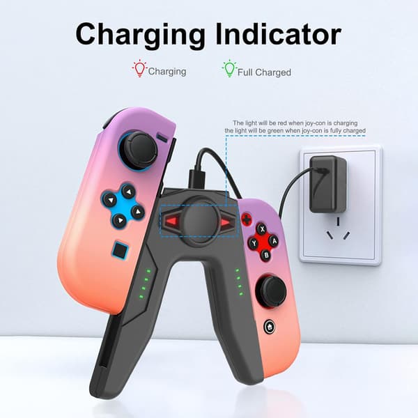 Lading håndgrep for NS Switch & OLED-modell - Kontrollerladerholder med indikator for Switch
