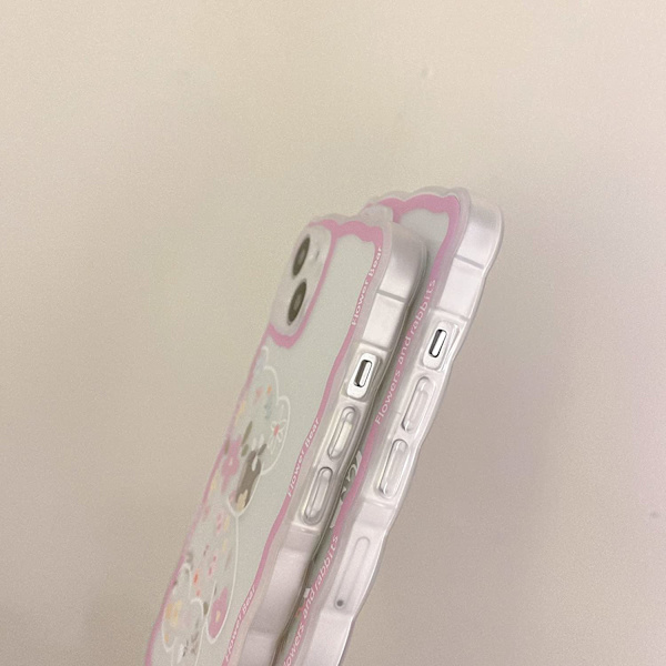 Kompatibel med iPhone 11 Skal Transparent Söt Blommig Kanin