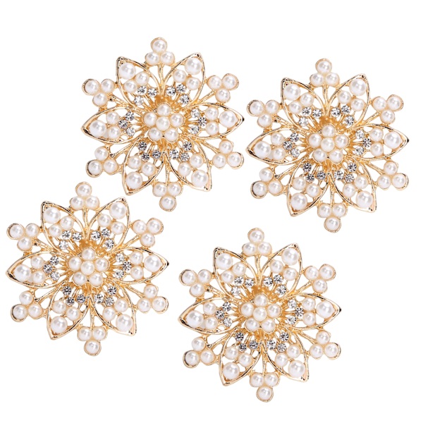 4 st ihåliga kristallblommformade spännen kläder väskor skor spänne dekoration tillbehör 5 cm ihålig rund pärla blommformad spänne