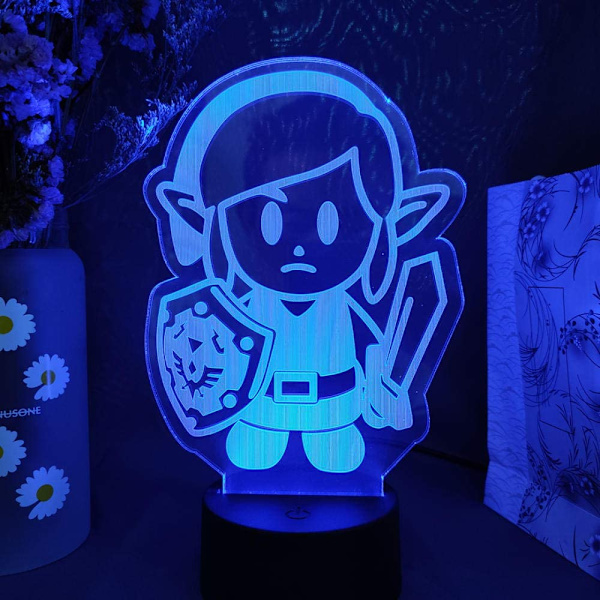 Pojkar Flickor Sovrums Dekoration Link's Awakening 3D Illusion Lampa Barn Nattlampa Spelkaraktär LED Ljus Julgåva Rum Dekoration Sovlampa 16 Färger R