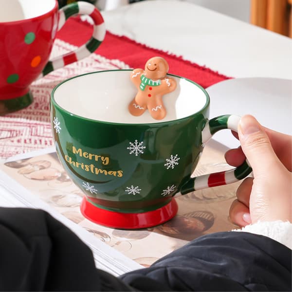 16,5 oz julmugg i keramik med tomte, röd stor frukostmugg red
