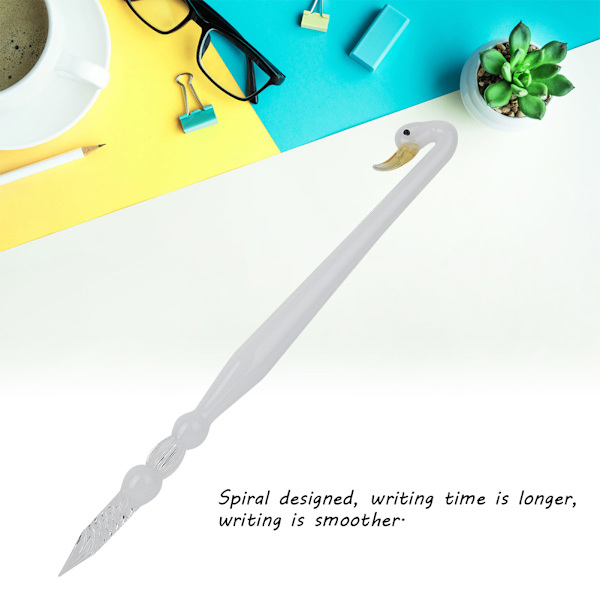 Glass Dip Pen Ink Set Swan Pattern Writing Signature Fountain Pen School Stationery Gift