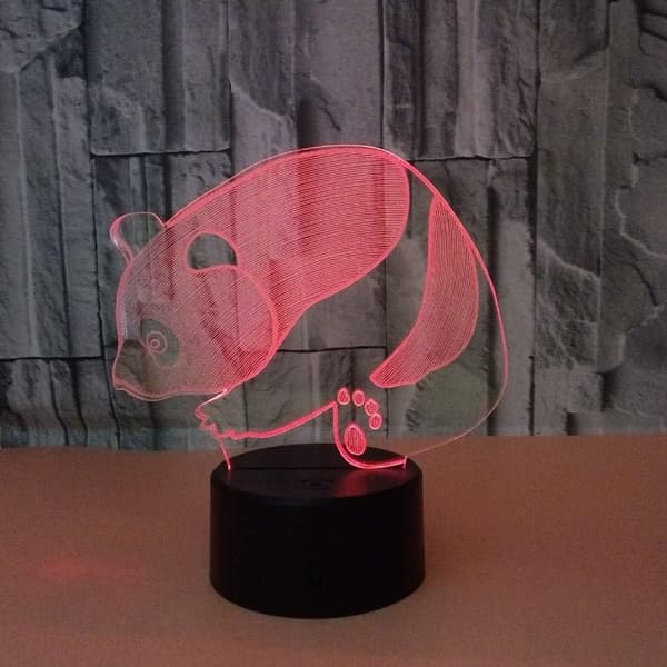 3D Illusion Lampe LED Panda Natlampe Dyrelegetøj 7 Farver C