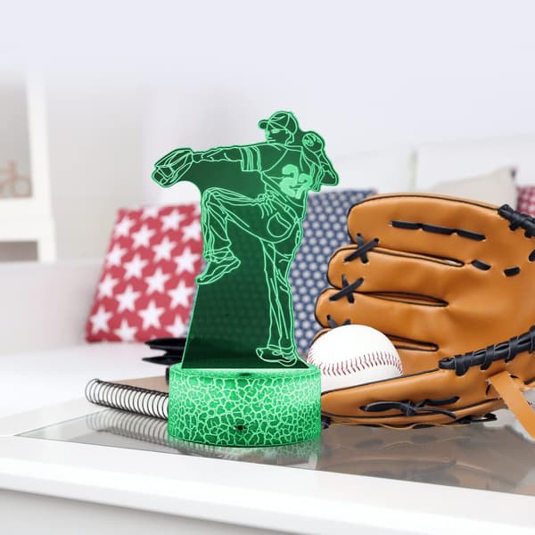 Baseball 3D Illusionslampe, Sports 3D Natlampe med Timer