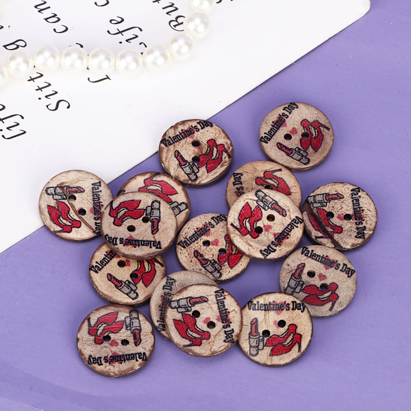 100 stk. runde malede knapper af kokosnøddeskal DIY syhåndværk 2 huller knapper 20mm farve 2