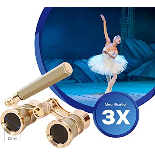 Opera-kiikarit 3X25, Mini-kiikarit Kompakti Kevyt, wit