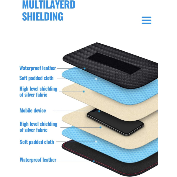 Faraday-väska för telefoner och bilnycklar, 2-pack RFID-signalblockerande väska, kolfibermaterialskärmande fodral för mobiltelefonskydd och nyckelskydd L