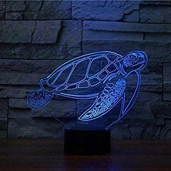 3D Havssköldsnattlampa USB-driven touchbrytare fjärrkontroll Co