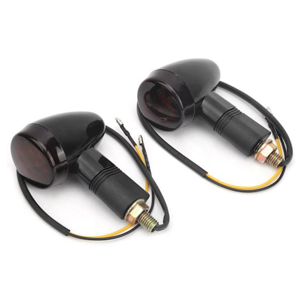 2 stk Universelle Motorcykel Blinklys Gul Lys Høj Synlighed 12V 10mm/0.4in Gevind Sort