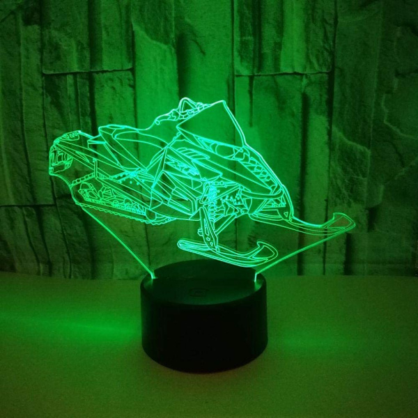 Snöskoter 3D Illusion Fjärrkontroll Nattlampa, 16-Färg