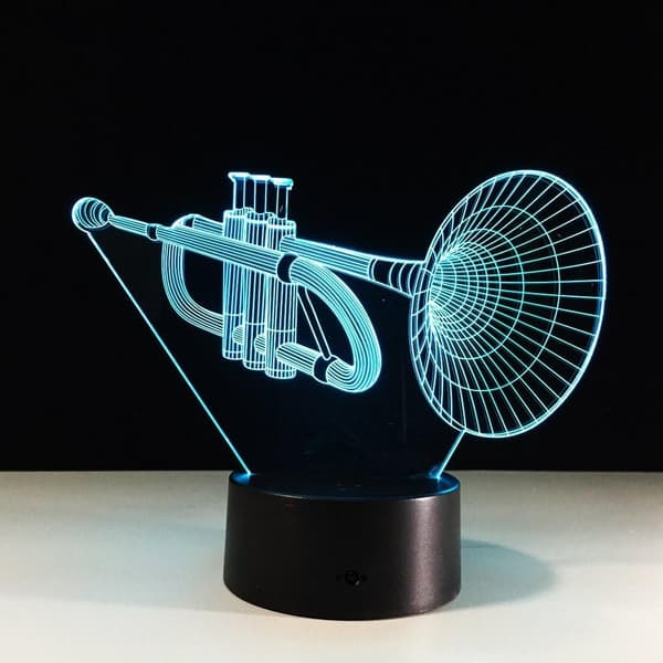 3D Musikinstrumenter Trompet Natlampe Touch Switch Deco