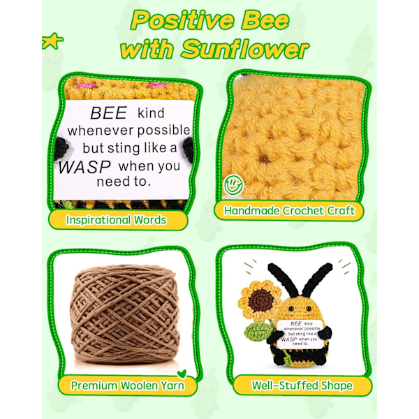 Mini Rolig Positiv Potatis, 3 tum Stickad Docka med Positivt Kort för Uppmuntrande Presenter och Festdekorationer, Söt Positiv Potatisvirkad Docka för Present