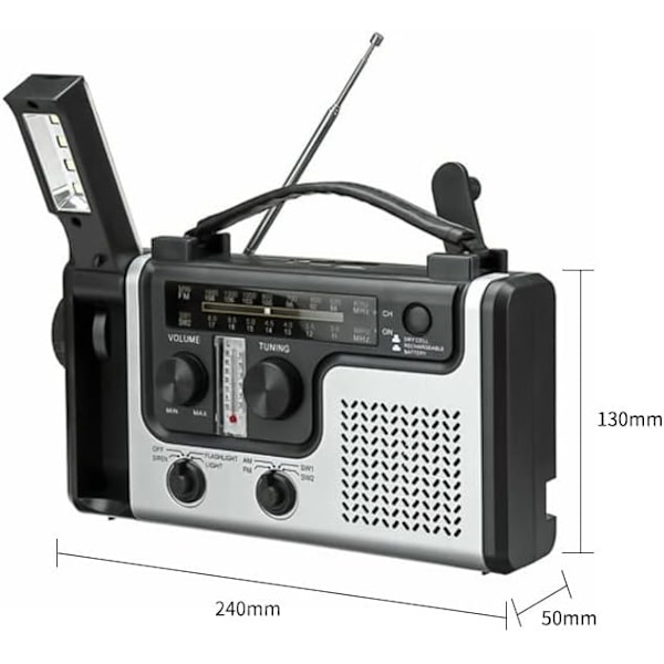 Bärbar Radio Handvev Självförsörjande Ficklampa Läslampa Utomhus Multifunktionsverktyg