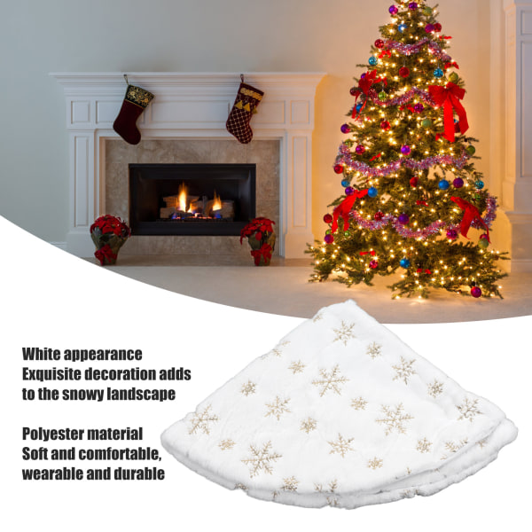 35,4 tommers juletre skjørt rund form myk komfortabel hvit juletre stativ matte for hjem butikk gull