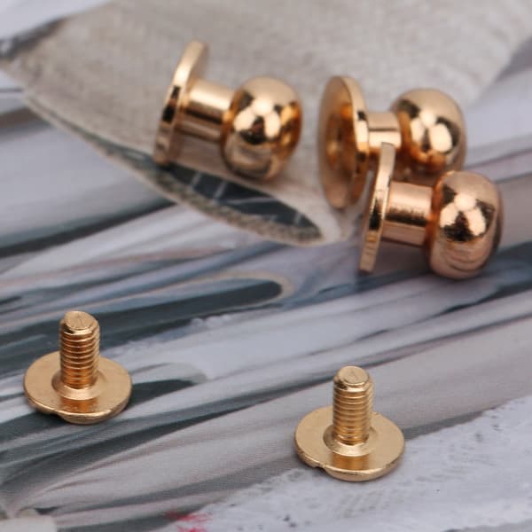 20 sæt kobber runde hoved studs spot screwback DIY læder håndværk nitter 10 x 8mm guld