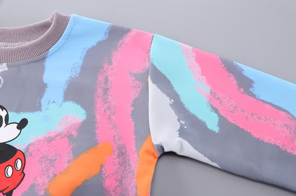 2024 Nye Mickey farvede toppe og bukser søde Sweatshirt Sæt til børn 100cm