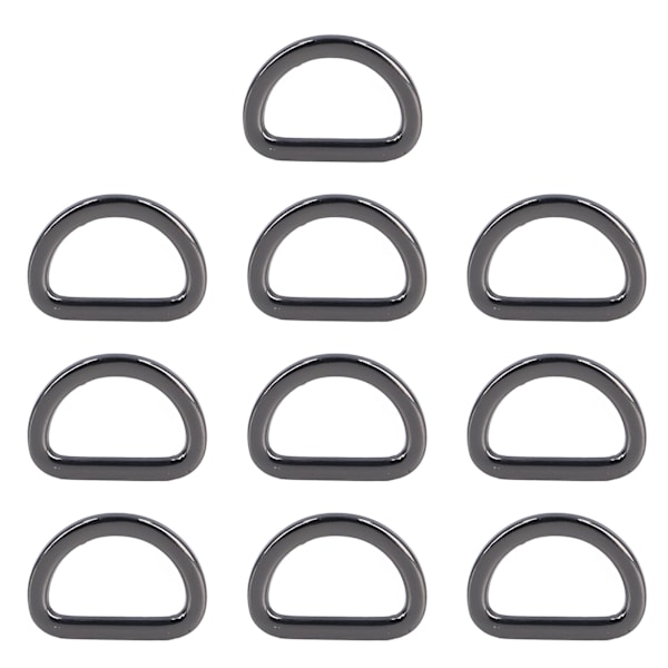 10 stk D-ringer - Pålitelige, holdbare, blanke, komfortable, små, kompakte, dekorative veskespenner for DIY-håndverk Gray