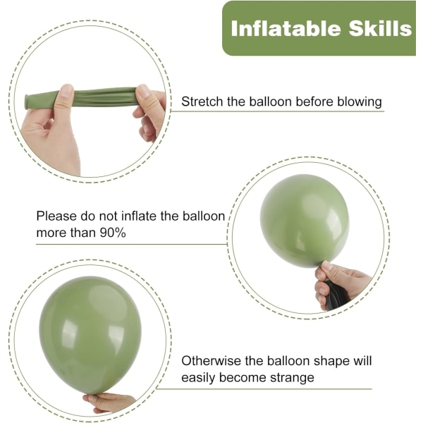 129 stk. salviegrønne balloner Latex balloner i forskellige størrelser 18 12 10 5 tommer olivengrøn festballon sæt til fødselsdagsfest dimission baby shower bryllup Sage Green