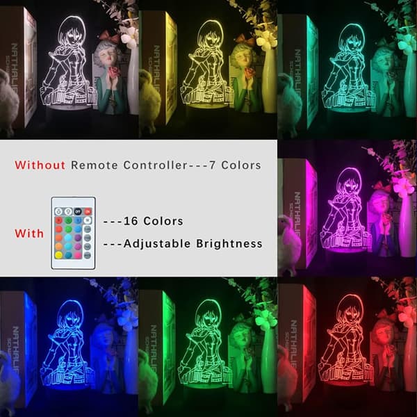 3D Anime LED Nattlampe Levi Ackerman Anime Bordlampe, Atta