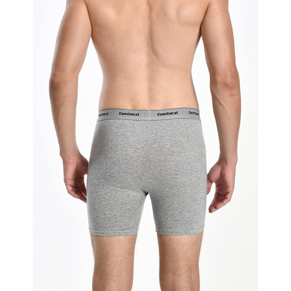 Mjukt andningsbart underkläder för män, 6-pack boxershorts, S-XXL, öppen gylf Black Grey XXL