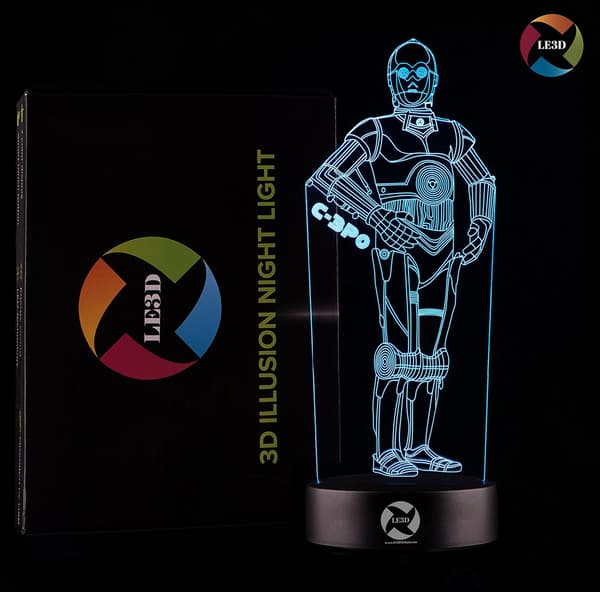 3D Optisk Illusjon Nattlys - 7 LED Fargeskiftende Lampe