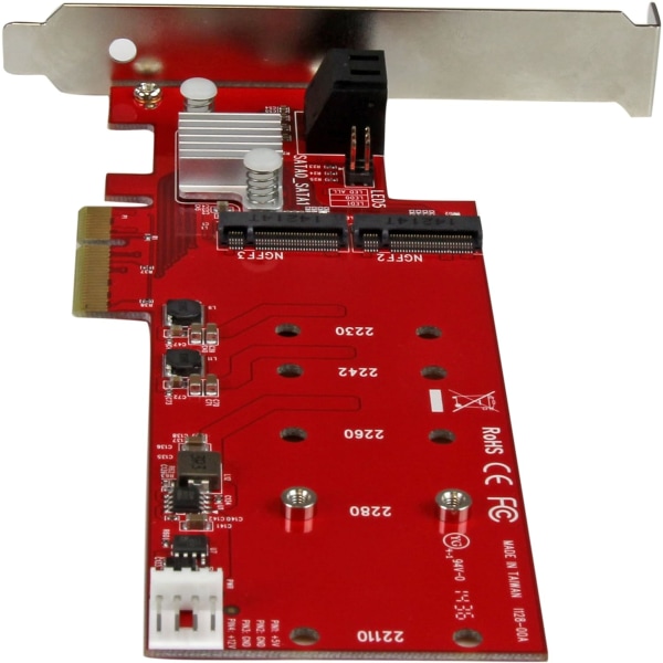 2x M.2 NGFF SSD RAID-styrenhetskort plus 2x SATA III-portar - PCIe - Två Slot PCI Express M.2 RAID-kort plus två SATA-portar (PEXM2SAT3422)