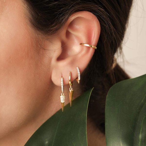 Guld Delikat Dangle Hoop Örhängen för Kvinnor 14K Guld