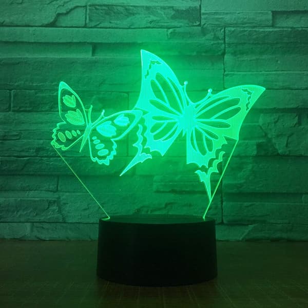 3D Sommerfugl Nattlys Bord Skrivebord Optisk Illusjon Lamper 7