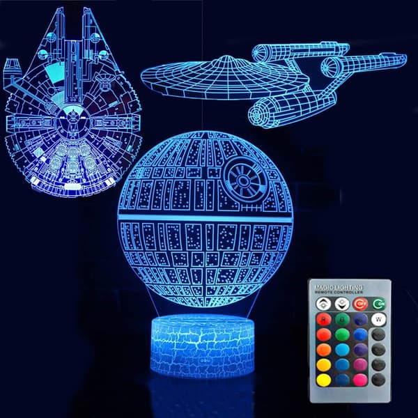 3D Illusjon Star Wars Nattlys Tre Mønster Dødsstjerne/M
